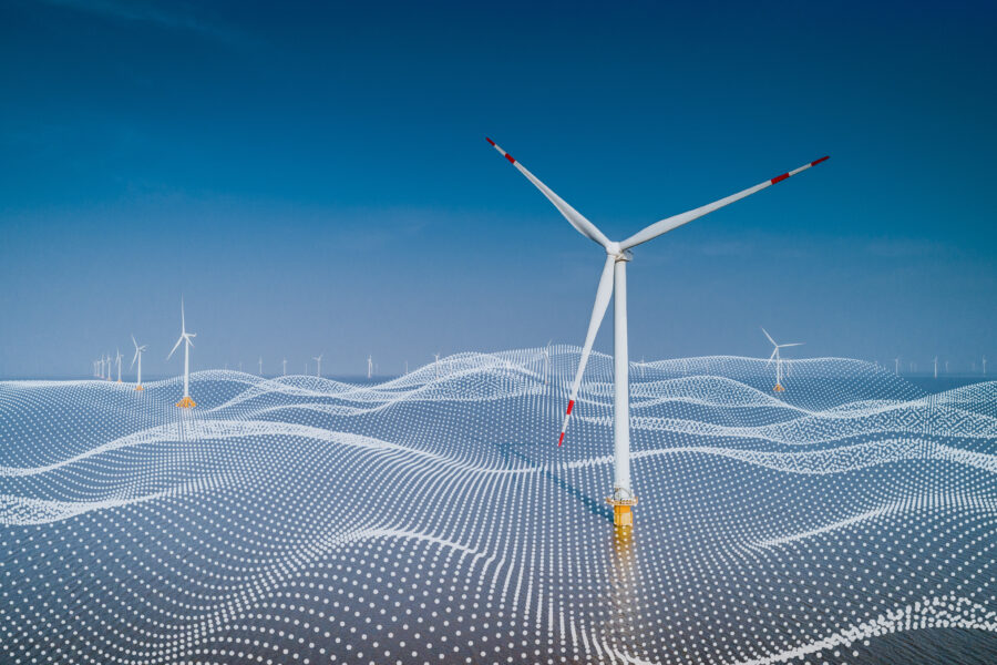 green wave network in windmill industry,concept photo