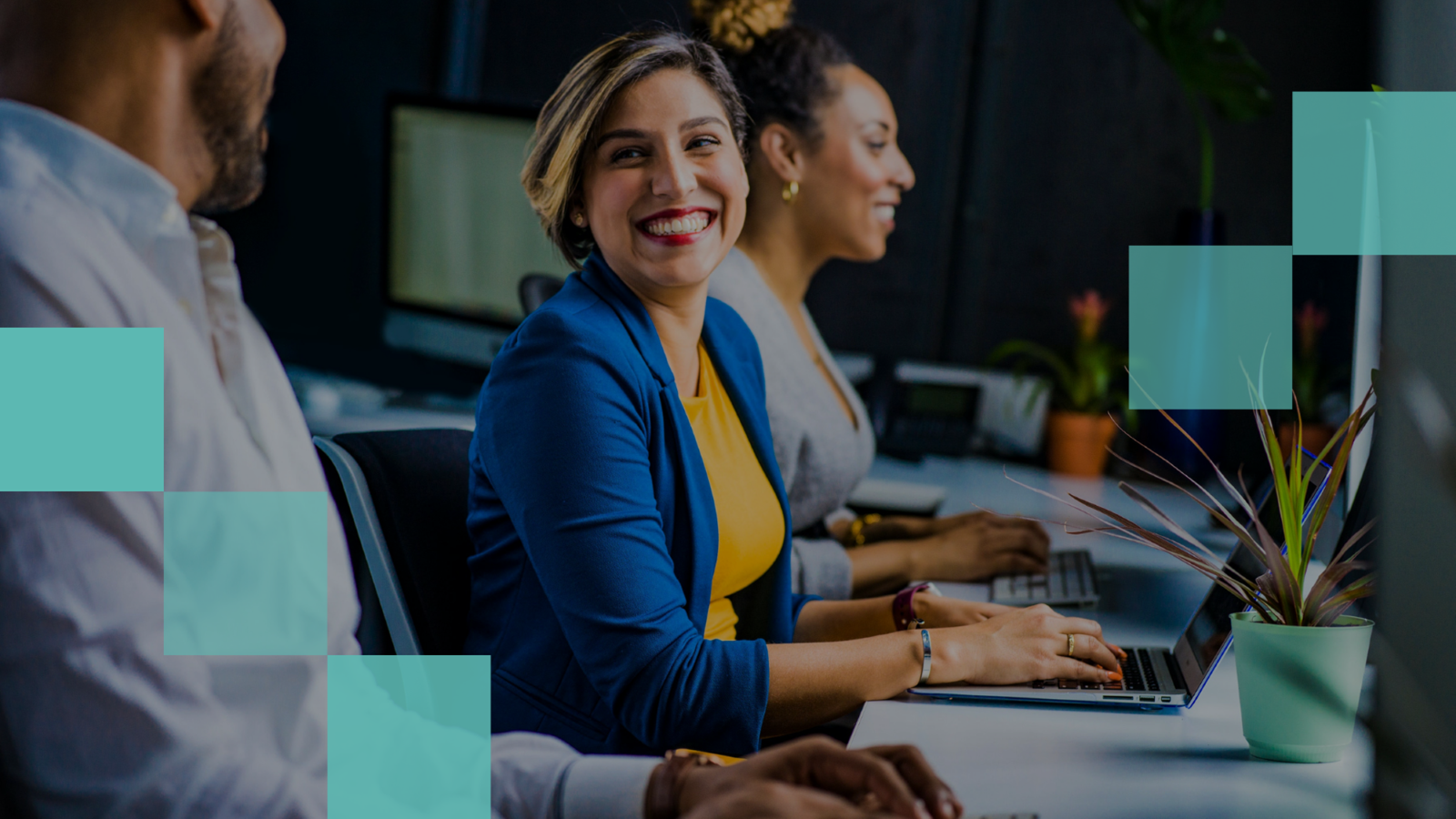 Female employee working smiling