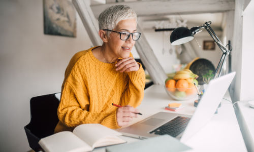 Middle aged woman working